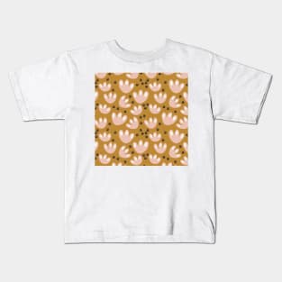 Pink petal honey pattern - Pink and Mustard Palette Kids T-Shirt